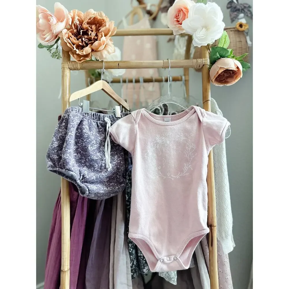 Jamie Kay Floral Bloomers & Sister Bird Blush Onesie 6-12mths